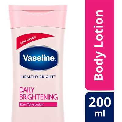 Vaseline Healthy Bright Daily Brightening Body Lotion 200 ml | With Vitamin B3 &amp; Triple Sunscreens | Gives Radiant Looking Skin In 2 Weeks | Light &amp; Non Greasy Formula, Pack of 1