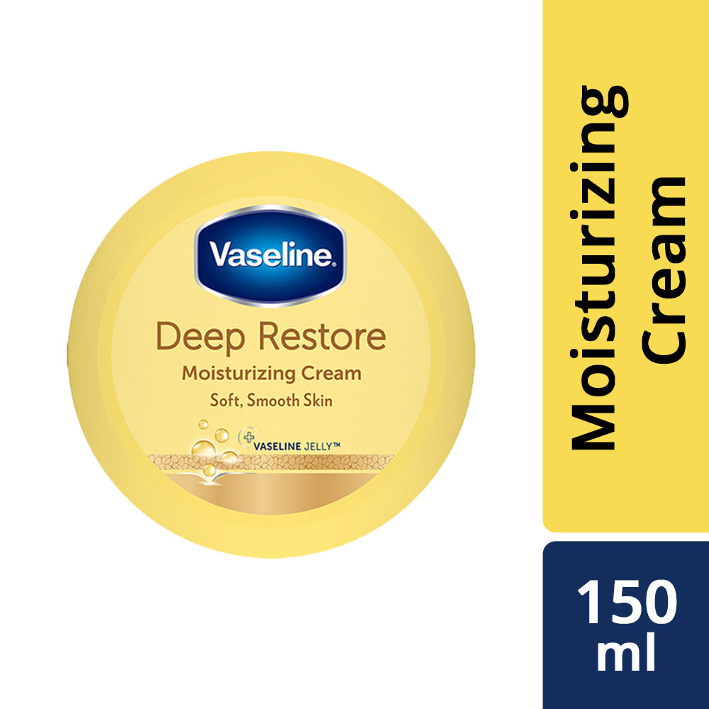 Vaseline Deep Restore Moisturizing Cream 150 ml | Moisturises Dry Skin | Non Greasy & Fast Absorbing Formula | For Soft & Smooth Skin, Pack of 1 Vaseline Deep Restore Moisturizing Cream 150 ml | Moisturises Dry Skin | Non Greasy & Fast Absorbing Formula | For Soft & Smooth Skin, Pack of 1