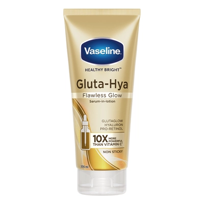 Vaseline Gluta-Hya Flawless Glow Serum-in-Lotion 200 ml | With Glutaglow, Hyaluron &amp; Pro Retinol | Gives Even Toned &amp; Brighter Skin From Ist Use| Non Sticky, Pack of 1