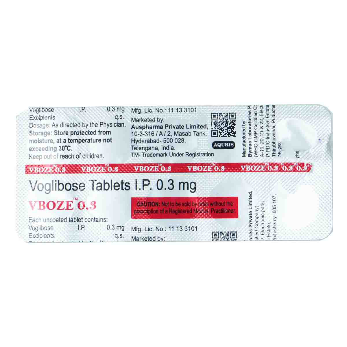 Vboze 0.3 Tablet 10's, Pack of 10 TabletS Vboze 0.3 Tablet 10's, Pack of 10 TabletS