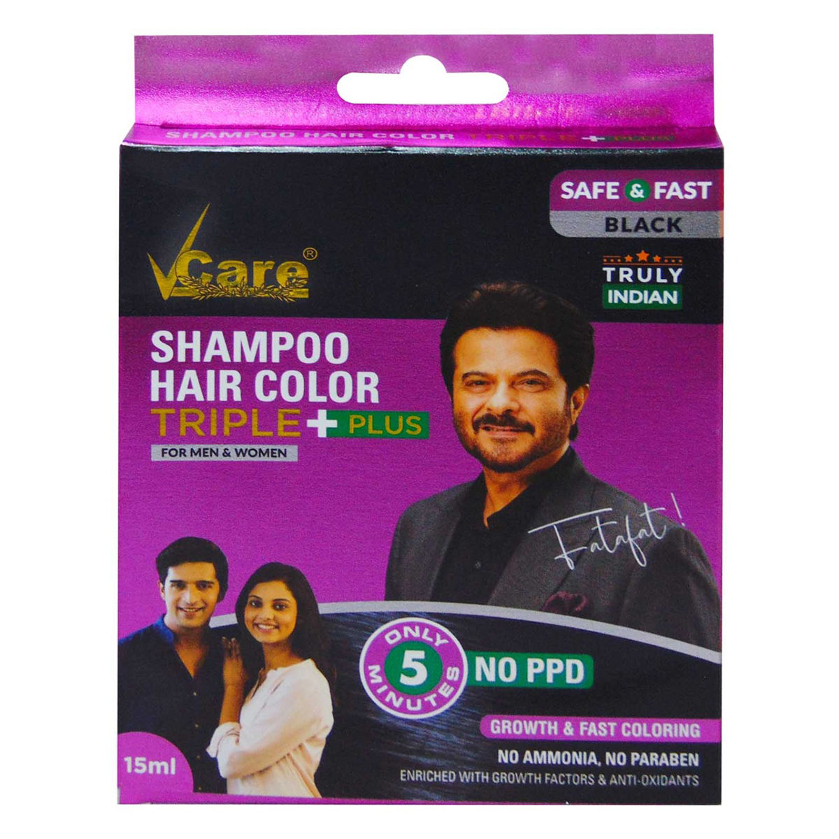 Buy VCare Shampoo Hair Colour Shampoo-Black 180ml for Women and Men |Pump  pack with Natural extracts | Colours hair in minutes|Enriched with growth  factors & antioxidants, Ammonia free, Sulphate free Online at