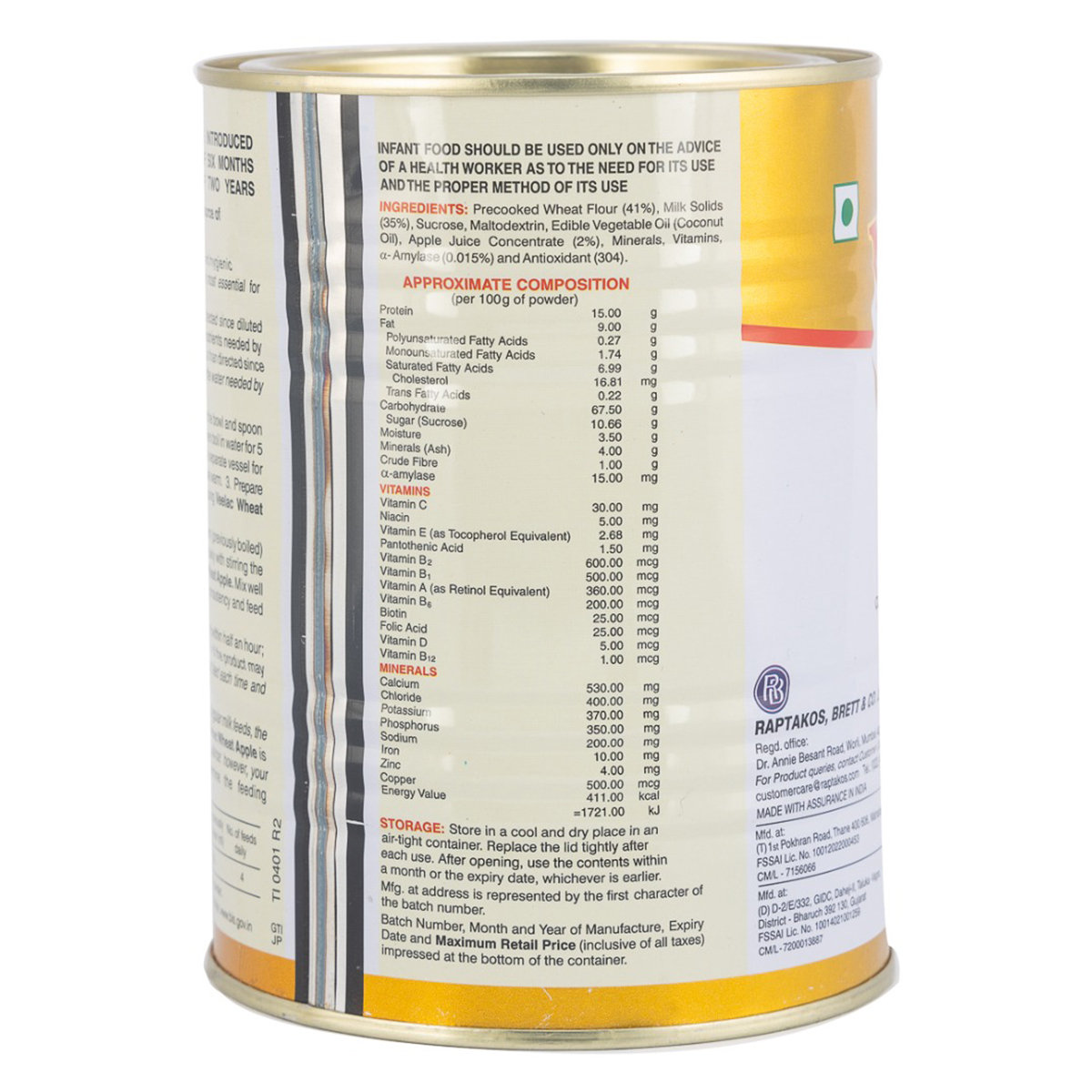 Veelac Wheat Apple Baby Cereal, 500 gm Tin, Pack of 1 Veelac Wheat Apple Baby Cereal, 500 gm Tin, Pack of 1