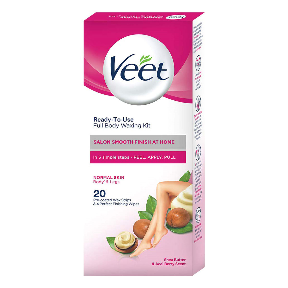 Buy Veet Ready to Use Wax Strips Full Body Waxing Kit for Normal Skin, 20 Count Online