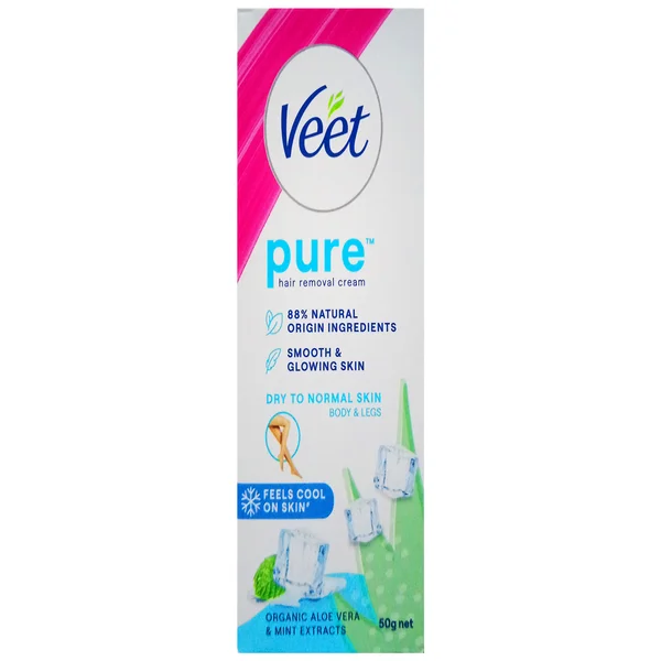 Veet Pure Hair Removal Cream Dry To Normal Skin, 50 gm