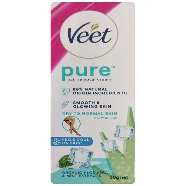 Veet Pure Aloevera & Mint Hair Removal Cream, 30 gm