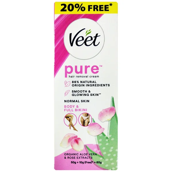 Veet Pure Normal Skin Aloevera & Rose Hair Removal Cream, 50 gm