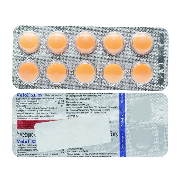 Velol XL 25 mg Tablet 10's