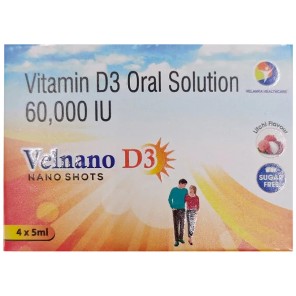 Velnano D3 Nano Shots Sugar Free Litchi Flavour Oral Solution 5 ml