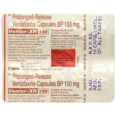 Venlor-XR 150 Capsule 10's, Pack of 10 CAPSULES