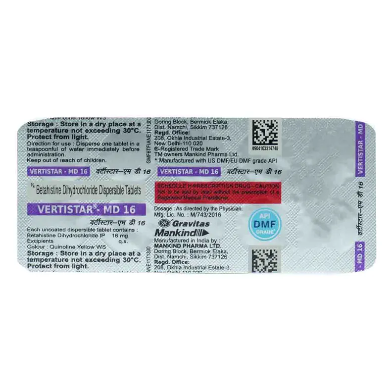 Vertisaph Buy Vertistar-MD 16 Tablet online | Uses, Side Effects, Price and ...