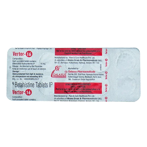 Vertor -16mg Tablet 10's