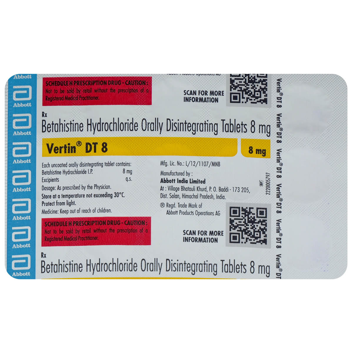 Vertin DT 8 Tablet 15's, Pack of 15 TABLETS Vertin DT 8 Tablet 15's, Pack of 15 TABLETS