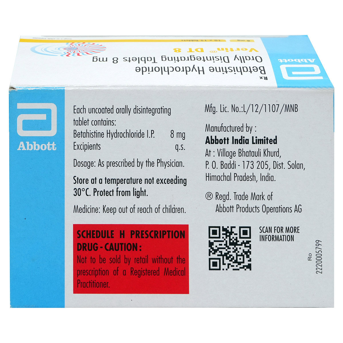 Vertin DT 8 Tablet 15's, Pack of 15 TABLETS Vertin DT 8 Tablet 15's, Pack of 15 TABLETS