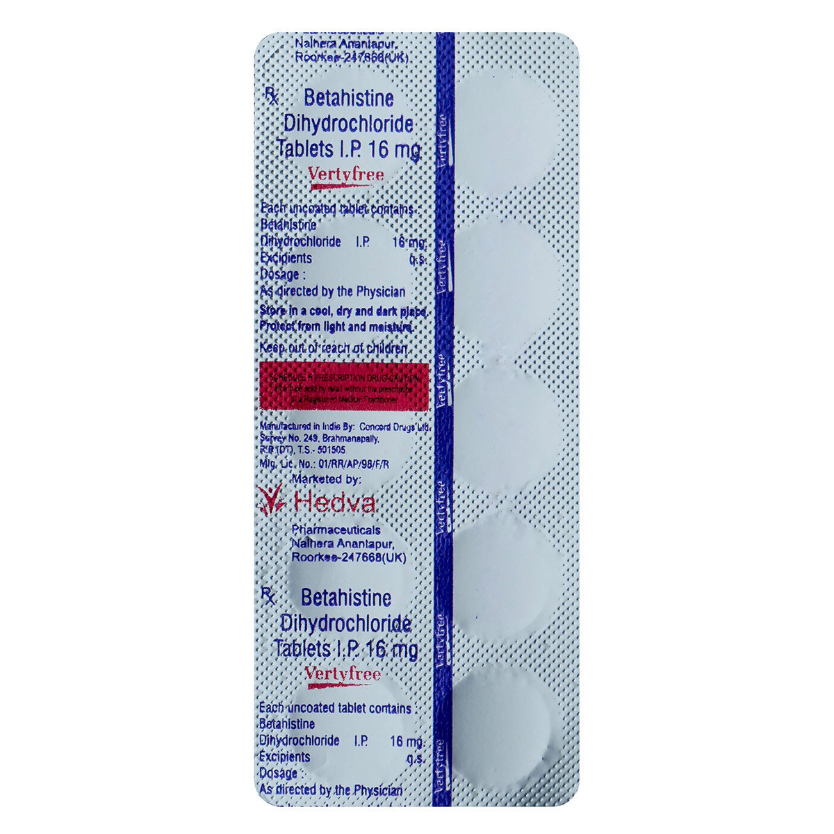 Vertyfree-16 Tablet 10's, Pack of 10 TABLETS Vertyfree-16 Tablet 10's, Pack of 10 TABLETS