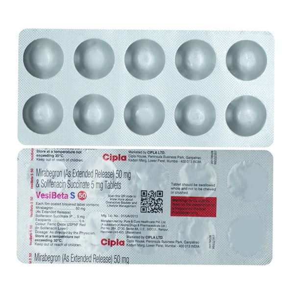 Vesibeta S 50 Tablet 10's, Pack of 10