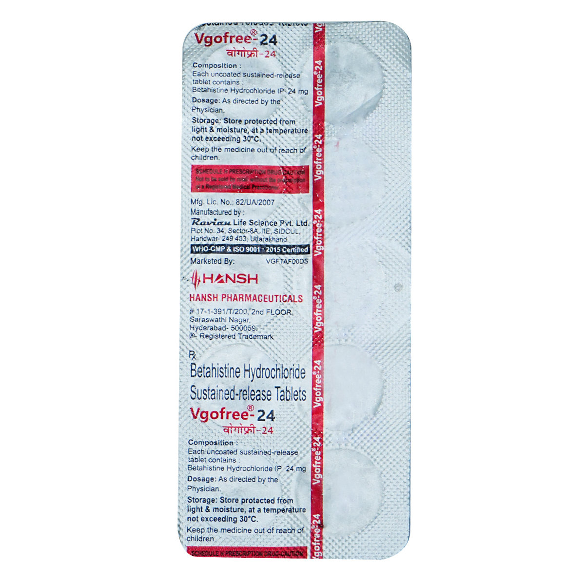 Vgofree 24 mg Tablet 10's, Pack of 10 TABLETS Vgofree 24 mg Tablet 10's, Pack of 10 TABLETS