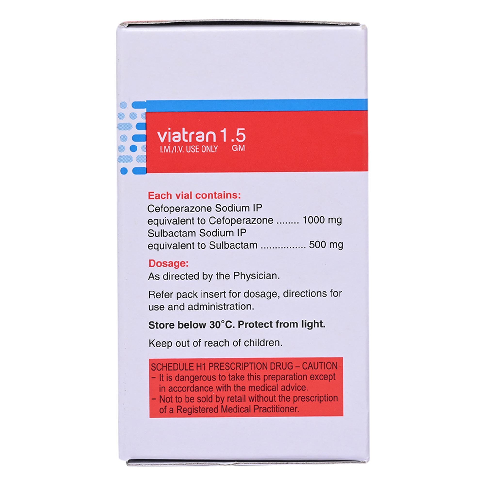 Viatran 1.5 gm Injection 1's, Pack of 1 Injection Viatran 1.5 gm Injection 1's, Pack of 1 Injection