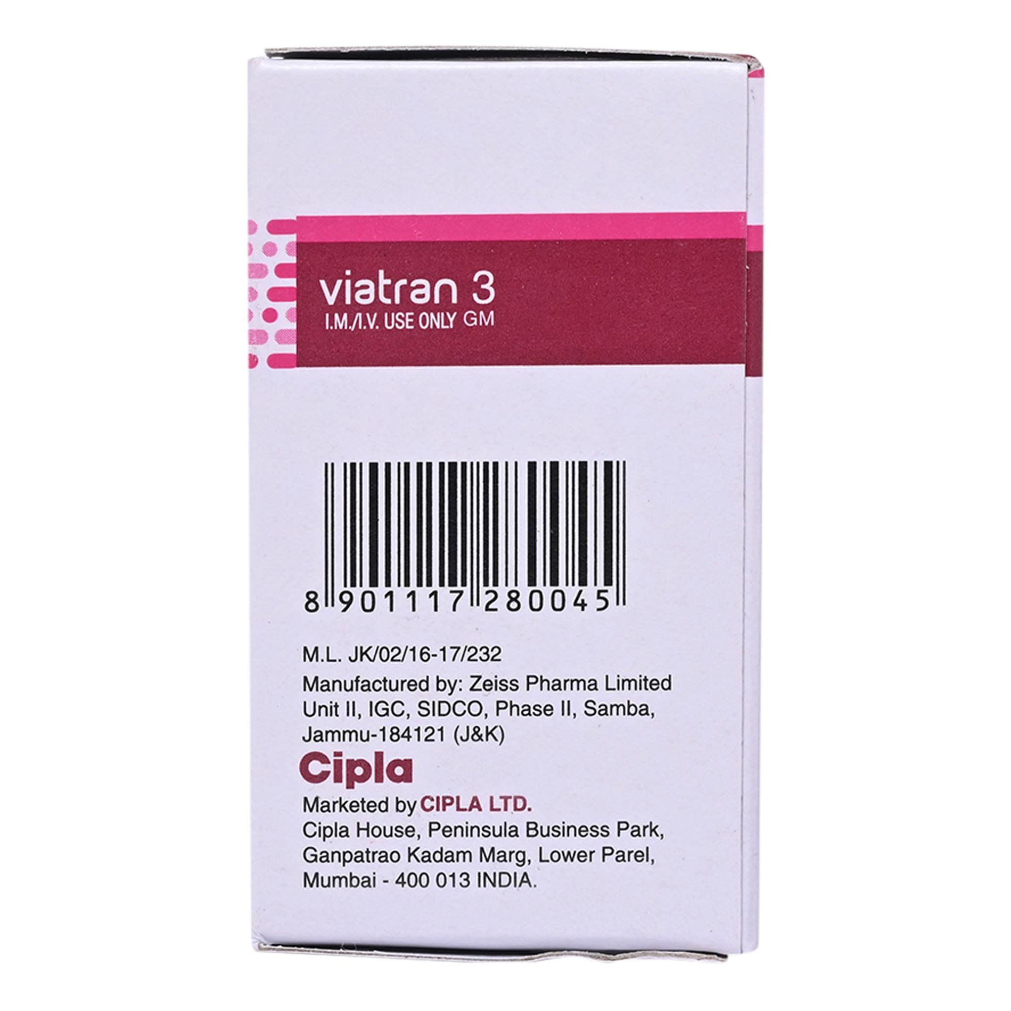 Viatran 3gm Injection 1's, Pack of 1 INJECTION Viatran 3gm Injection 1's, Pack of 1 INJECTION