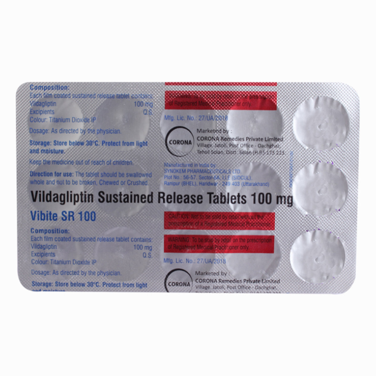 Vibite SR 100 Tablet 15's, Pack of 15 TABLETS Vibite SR 100 Tablet 15's, Pack of 15 TABLETS