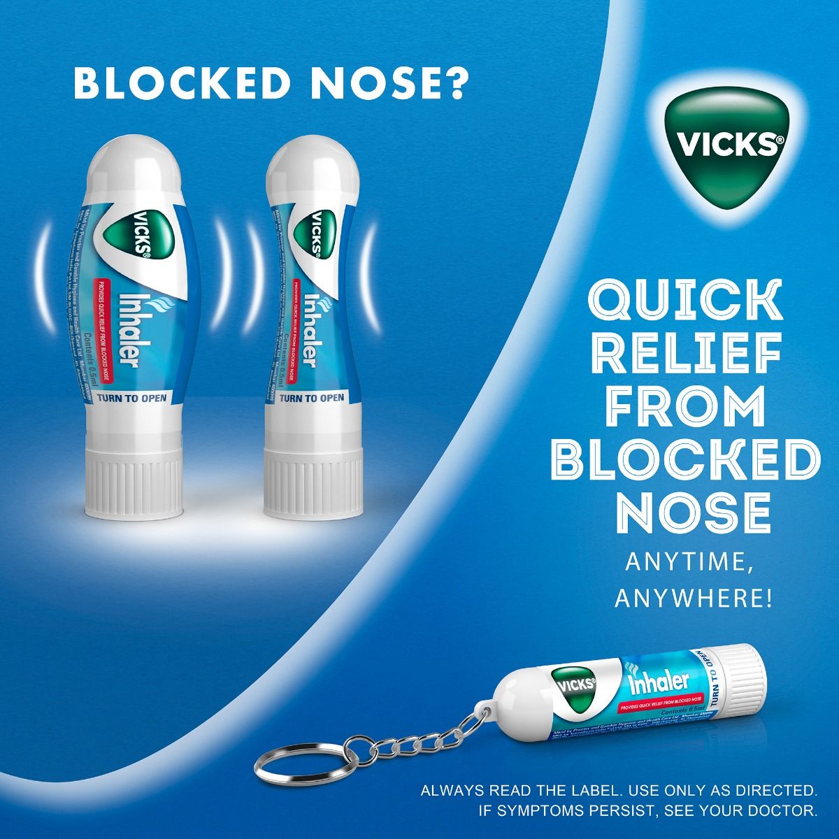 Vicks Inhaler Nasal Stick + Headache Roll On - 2 in 1 For Fast