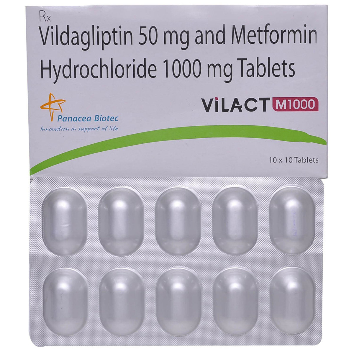Vilact M 1000/50mg Tablet 10's, Pack of 10 TabletS Vilact M 1000/50mg Tablet 10's, Pack of 10 TabletS