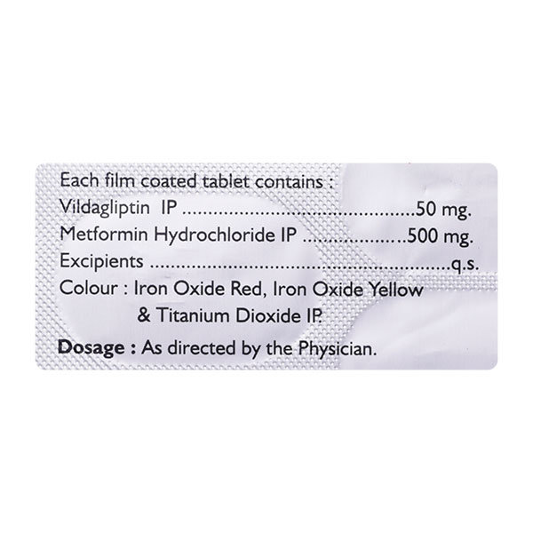Vildact-M 50/500mg Tablet 15's, Pack of 15 TABLETS Vildact-M 50/500mg Tablet 15's, Pack of 15 TABLETS