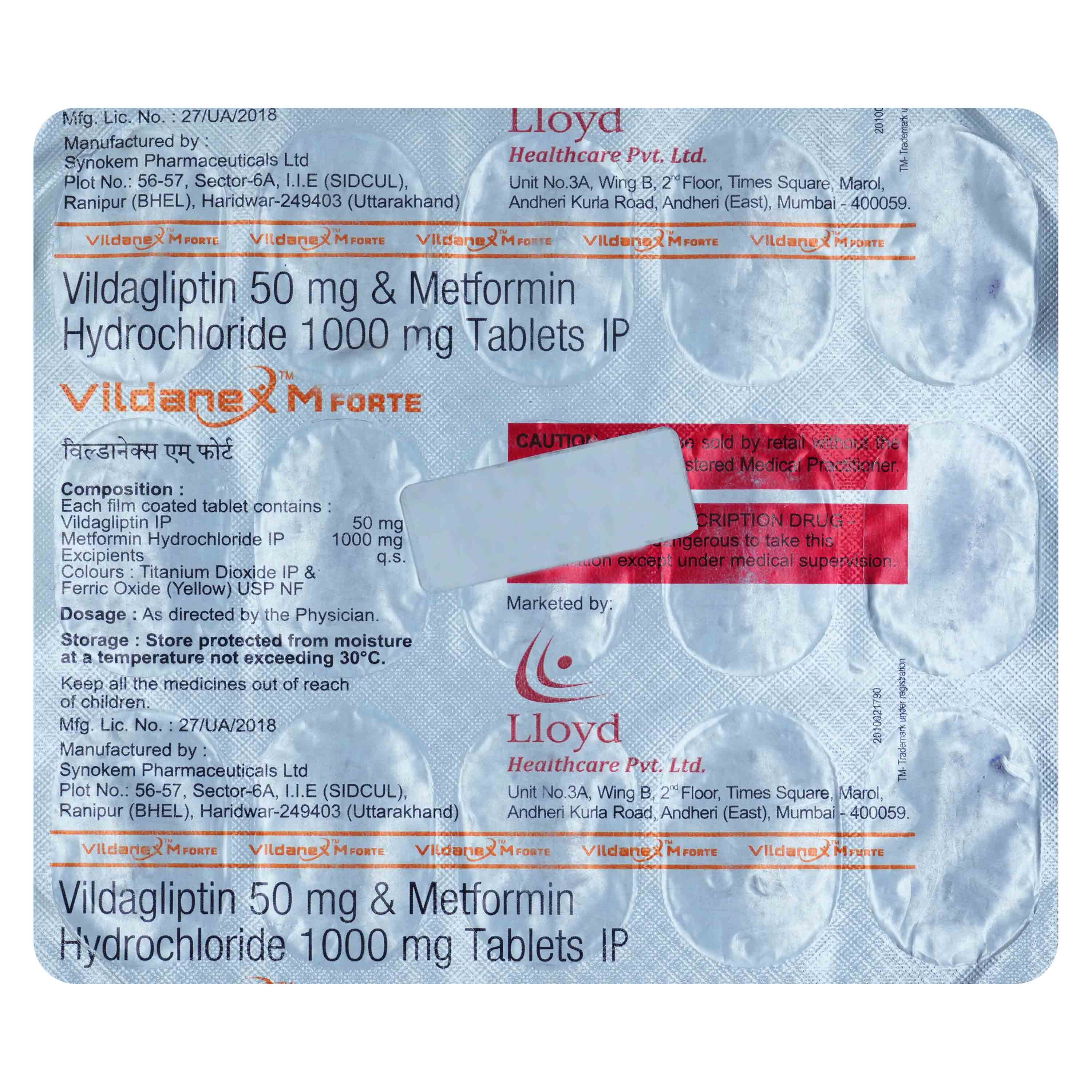 Vildanex M Forte Tablet 15's, Pack of 15 TabletS Vildanex M Forte Tablet 15's, Pack of 15 TabletS