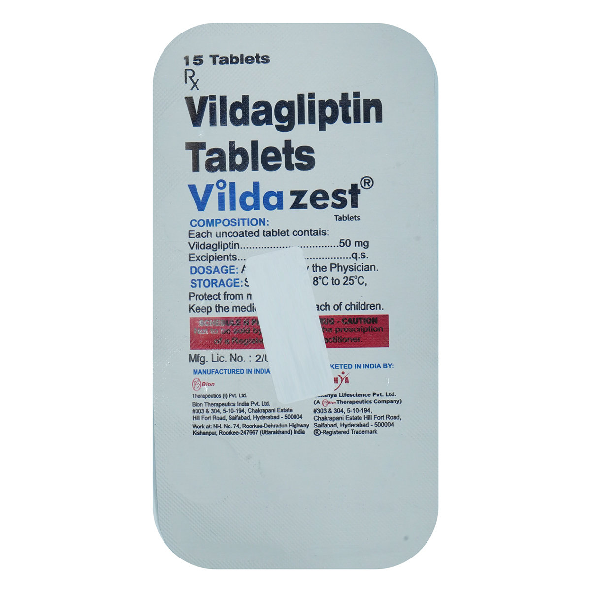 Vildazest 50 mg Tablet 15's, Pack of 15 TabletS Vildazest 50 mg Tablet 15's, Pack of 15 TabletS