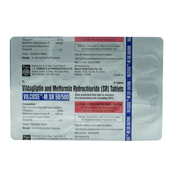 Vilcose-M SR 50/500 Tablet 15's