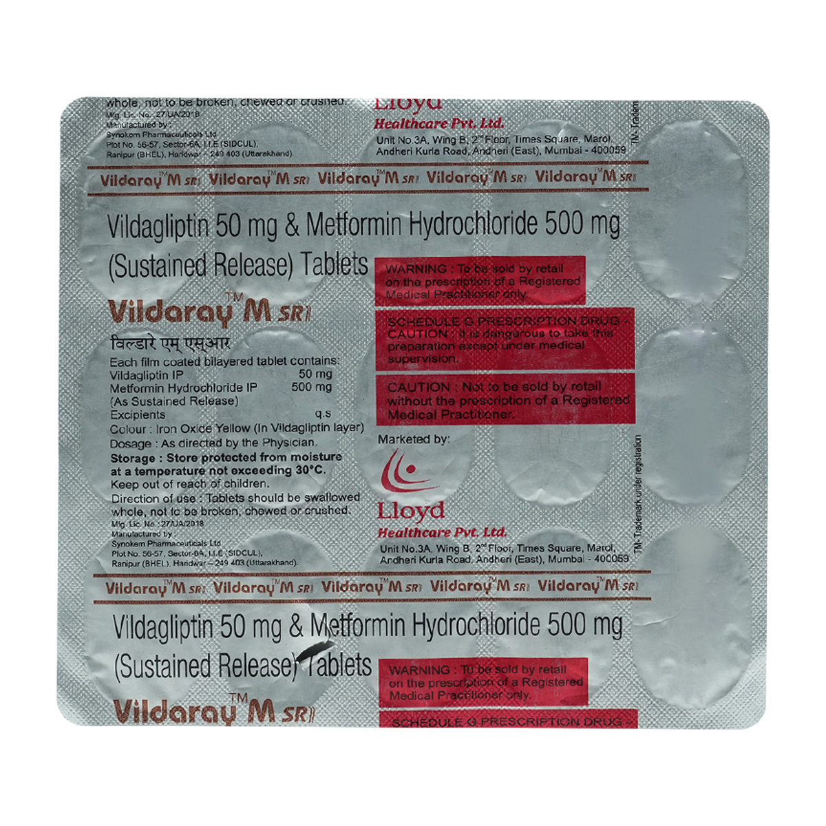 Vildaray M SR Tablet 15's, Pack of 15 TABLETS Vildaray M SR Tablet 15's, Pack of 15 TABLETS