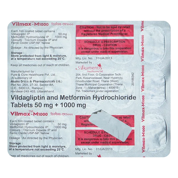Vilmax M 1000 mg/50 mg Tablet 15's