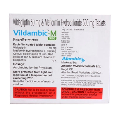 Vildambic-M 500 Tablet 15's, Pack of 15 TABLETS