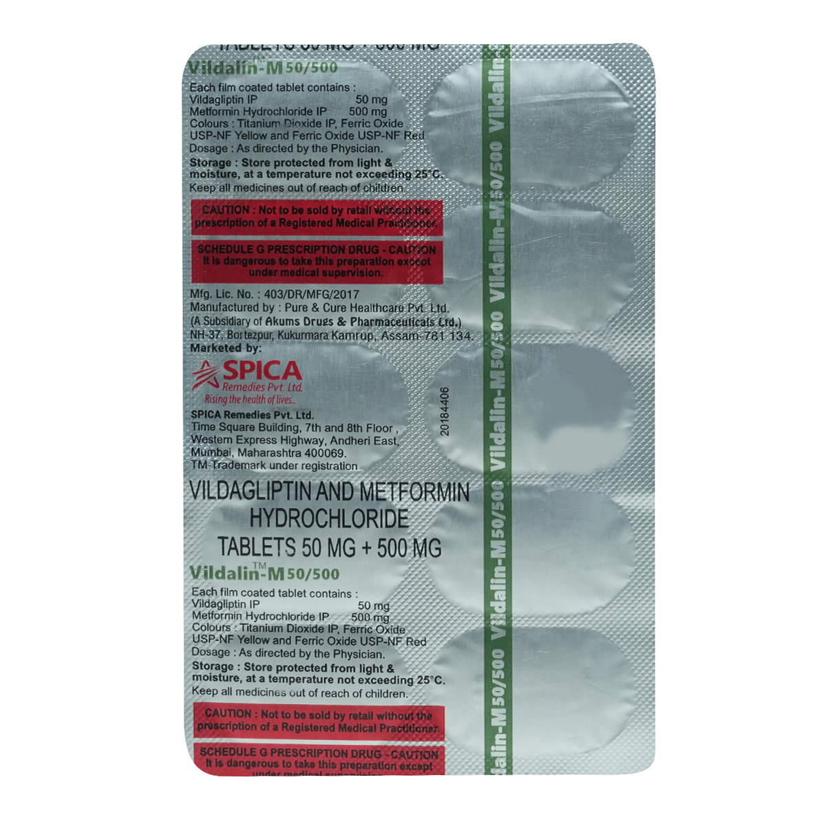 Vildalin-M 50/500 Tablet 10's, Pack of 10 TABLETS Vildalin-M 50/500 Tablet 10's, Pack of 10 TABLETS