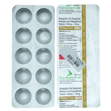 Vildaprime D 10 mg/100 mg Tablet 10's