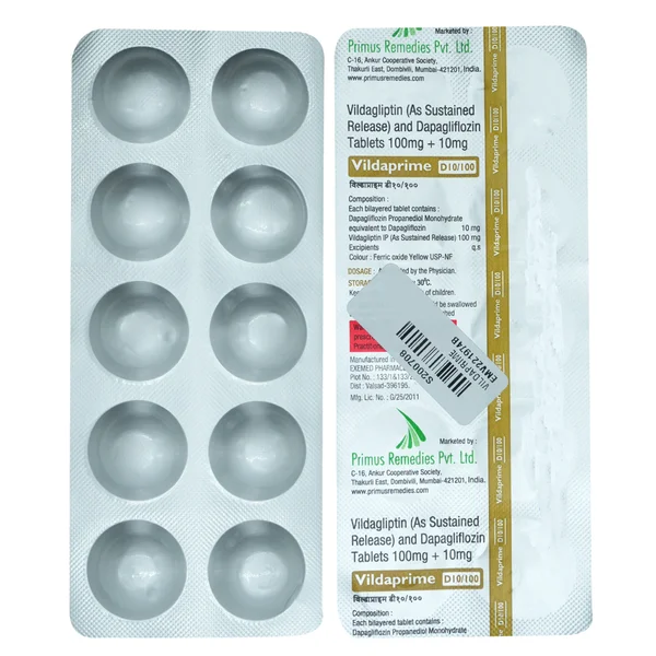 Vildaprime D 10 mg/100 mg Tablet 10's