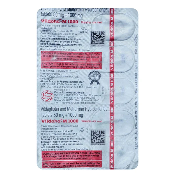 Vildoha-M 1000 Tab 10'S, Pack of 10 TABLETS