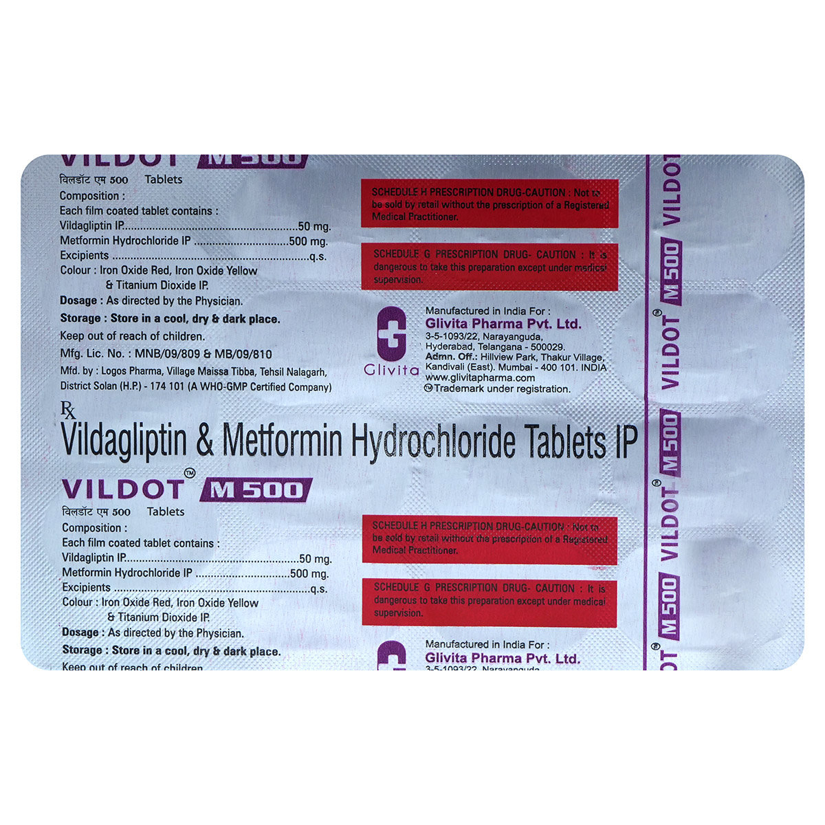 Vildot M 500 Tablet 15's, Pack of 15 TABLETS Vildot M 500 Tablet 15's, Pack of 15 TABLETS