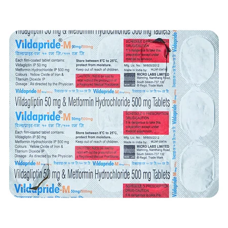 Vildapride-M 50 mg/500 mg Tablet 15's