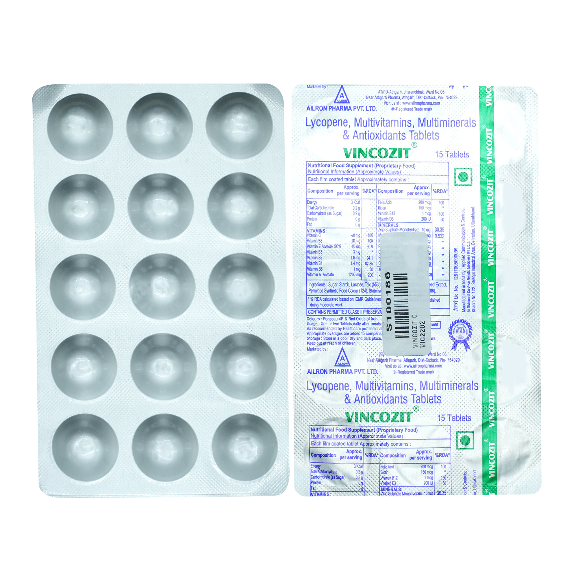 Vincozit Tablet 15's, Pack of 15 Vincozit Tablet 15's, Pack of 15