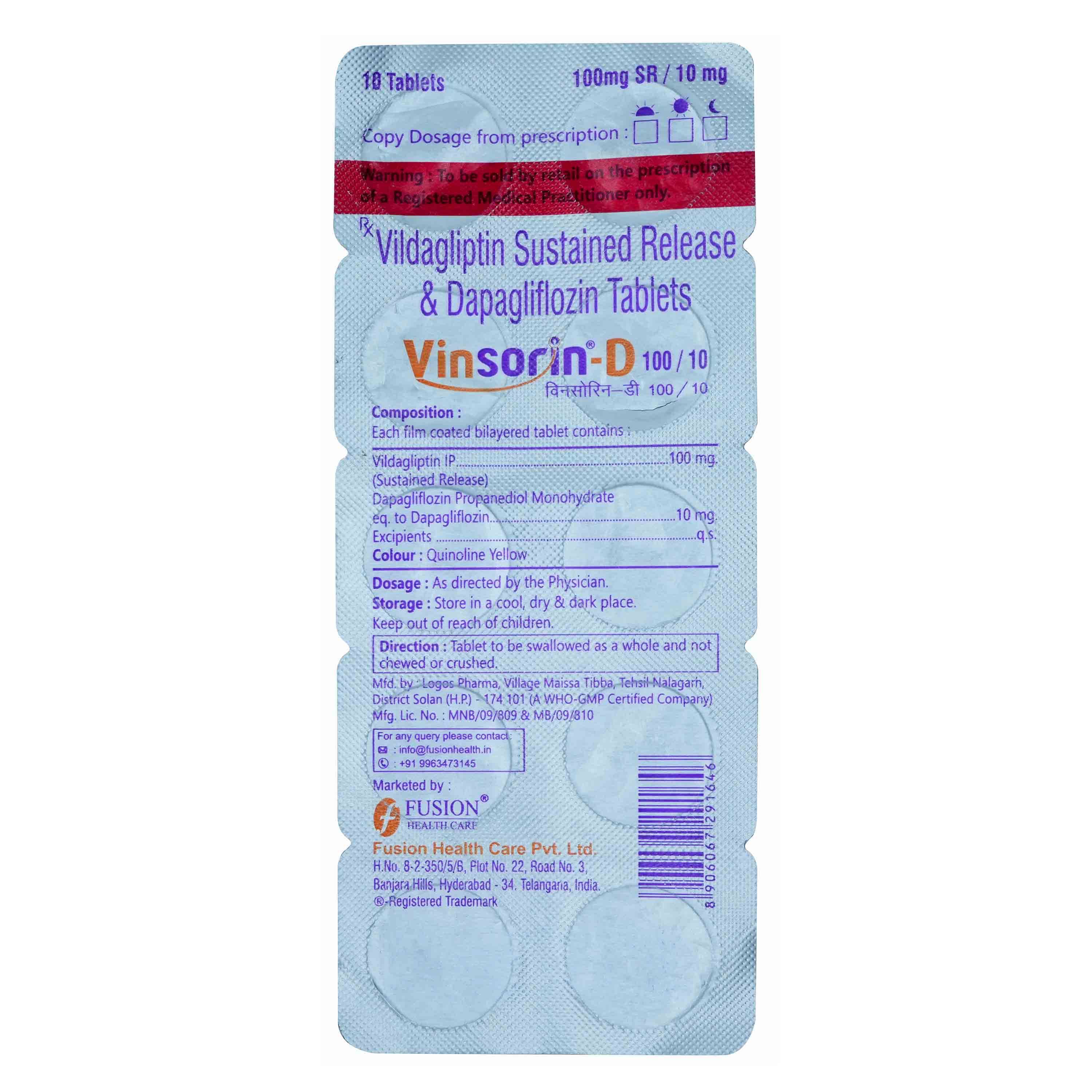 Vinsorin-D 100/10 Tablet 10's, Pack of 10 Vinsorin-D 100/10 Tablet 10's, Pack of 10