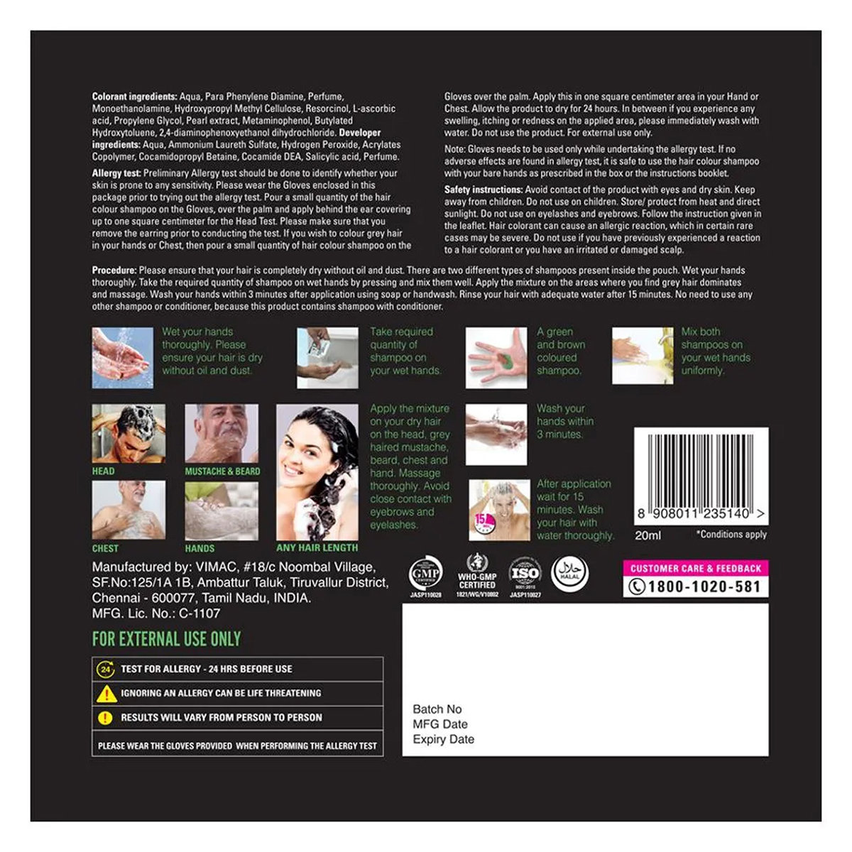 VIP Natural Black Hair Colour Shampoo, 20 ml, Pack of 1 VIP Natural Black Hair Colour Shampoo, 20 ml, Pack of 1