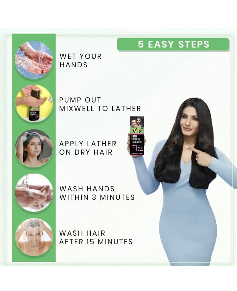 Vip Natural Black Hair Colour Shampoo, 180 ml, Pack of 1 Vip Natural Black Hair Colour Shampoo, 180 ml, Pack of 1