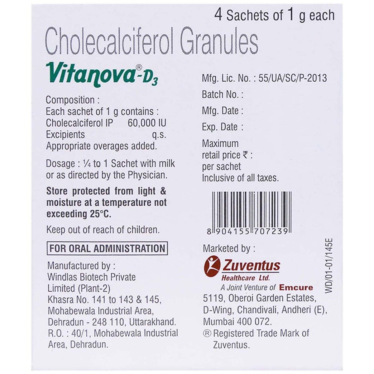 VitanovaD3 Sachets 1 gm Price, Uses, Side Effects, Composition