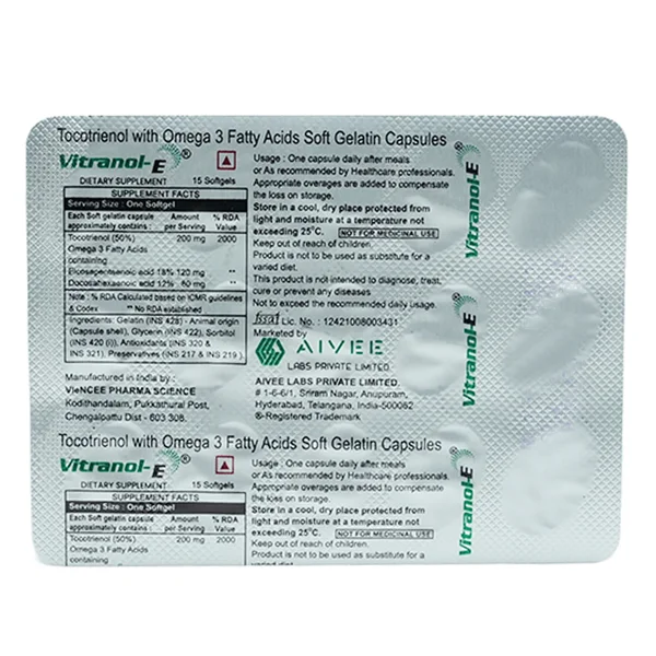 Vitranol-E Softgel Capsule 15's, Pack of 15