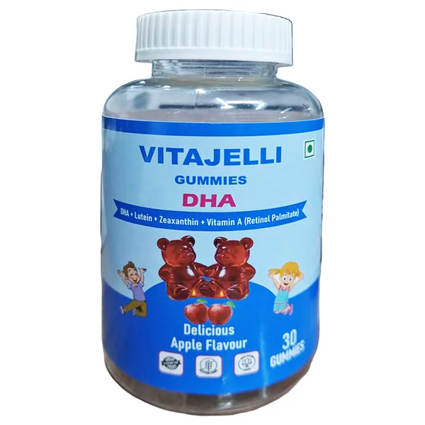 Vitajelli Dha Delicious Apple Flavour Gummies, 30 Count, Pack of 1