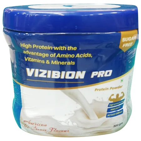 Vizibion Pro Sugar Free American Ice Cream Flavour Protein Powder 300 gm