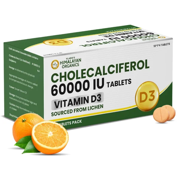 Vlado's Himalayan Organics Cholecalciferol Vitamin D3 60000Iu Tablets, 40 Count