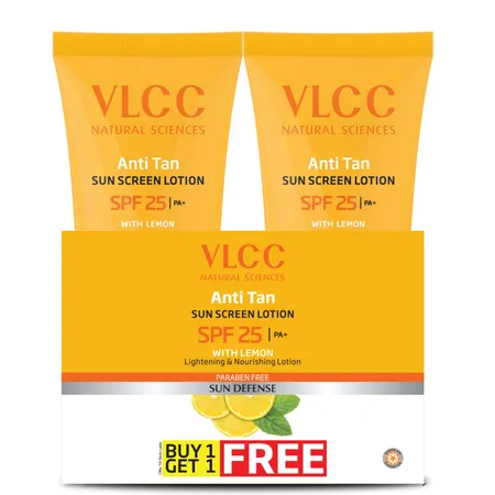 VLCC Anti-Tan SPF 25 PA+ Sunscreen Lotion, 150 ml ( Buy 1 Get 1 Free )