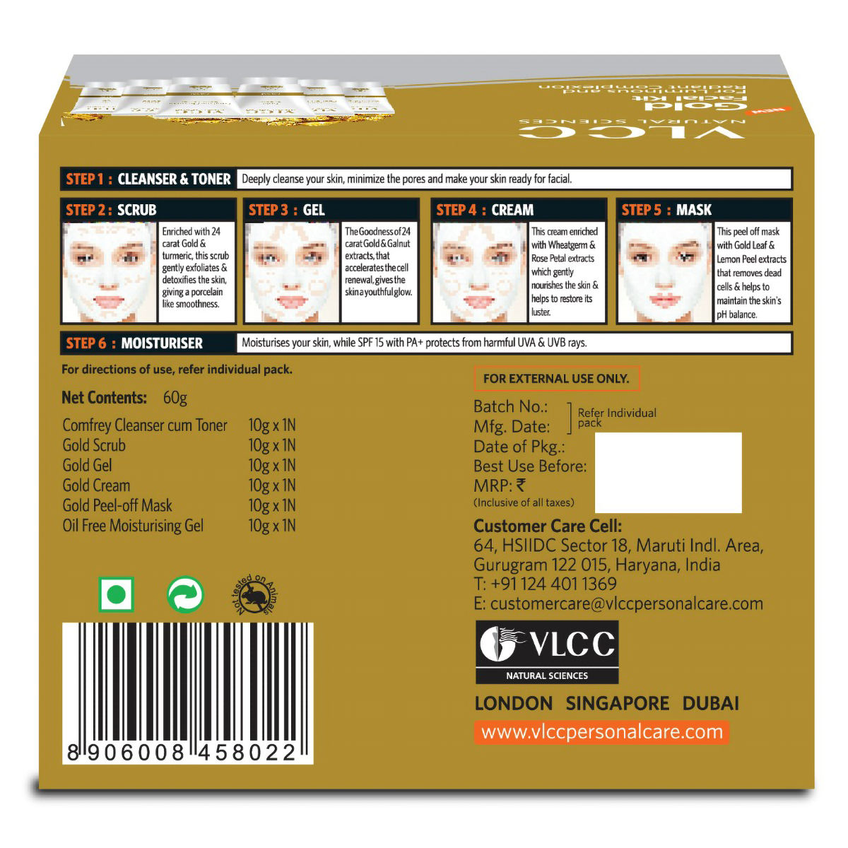 VLCC Gold Facial Kit, 1 Count, Pack of 1 