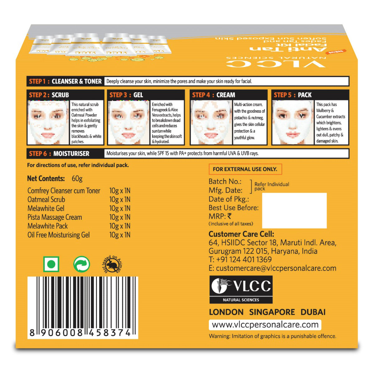 VLCC New Anti Tan Facial Kit 1 Count | Reduces Tan | Deep Skin Cleanisng | Best For Sun Exposed Skin | Parlour Glow, Pack of 1 VLCC New Anti Tan Facial Kit 1 Count | Reduces Tan | Deep Skin Cleanisng | Best For Sun Exposed Skin | Parlour Glow, Pack of 1